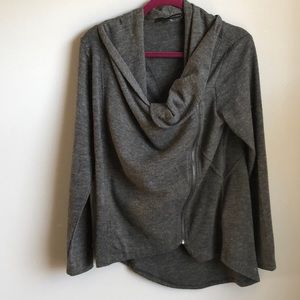 Asymmetrical Dark Gray Zip Cardigan